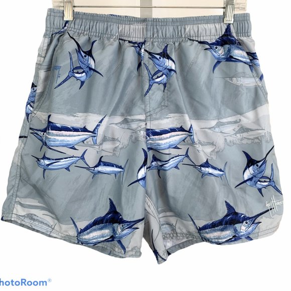 Guy Harvey Mens Medium Gray Armada Swim 